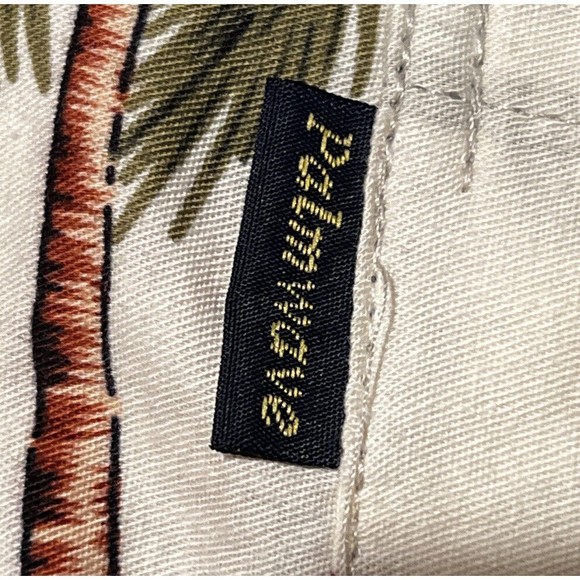 Palmwave Men's Hawaiian Camp Shirt‎ Ivory Surf Boards Palms Shirt SS L - Picture 4 of 9